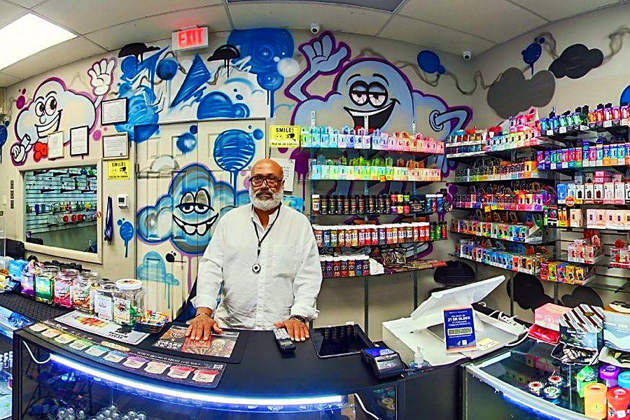Smoke shop counter and product walls
